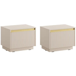 Pascal Morabito - Lot de 2 tables de chevet suspendues ou à poser avec 1 tiroir - mdf - Beige et doré - posinia de