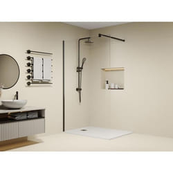 Paroi de douche à litalienne noir mat - Verre anti-calcaire 8 mm - 120x200 cm - DAREN
