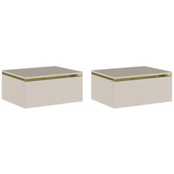 Pascal Morabito - Lot de 2 tables de chevet suspendues avec 1 tiroir- Beige et doré - vukia de