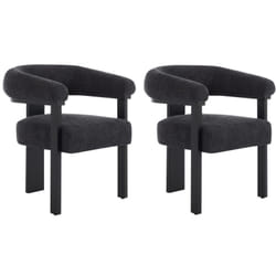 Lot de 2 chaises avec accoudoirs en tissu bouclette et bois d'hévéa - Noir - livelia de Pascal Morabito