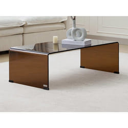 Table Basse En Verre Trempé Courbé - Brun - Alonzo