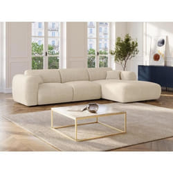 Grand canapé dangle droit en velours côtelé beige POGNI de Maison Céphy