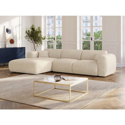 Vente-unique - Grand Canapé D'Angle Gauche En Velours Côtelé Beige Pogni De Maison Céphy
