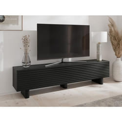 Meuble TV avec 2 portes en MDF - 180 cm - Noir - LUDIMA
