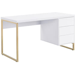 Pascal Morabito - Bureau avec 3 tiroirs - mdf laqué et métal - Blanc et doré - timfia ii de