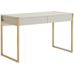 Bureau avec 2 tiroirs - mdf et métal - Beige et doré - mason de Pascal Morabito
