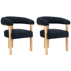 Lot de 2 chaises avec accoudoirs en tissu bouclette et bois d'hévéa naturel - Noir - livelia de Pascal Morabito