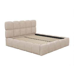 Lit coffre 140 x 190 cm - Tissu bouclette - Beige - DAMADO II de Pascal Morabito