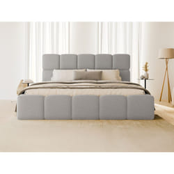 Lit Coffre 180 X 200 Cm - Tissu Chiné - Gris Clair - Damado Ii De Pascal Morabito