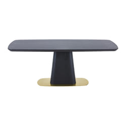 Table à manger 8 personnes placage frêne et métal - Noir et doré - DYLORA