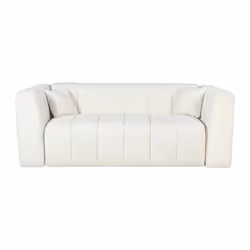 Canapé 3 places convertible express en tissu bouclette blanc cassé - Couchage 140 cm - Matelas 13 cm DILOME