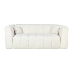 Canapé 3 places convertible express en tissu bouclette blanc cassé - Couchage 140 cm - Matelas 13 cm DILOME