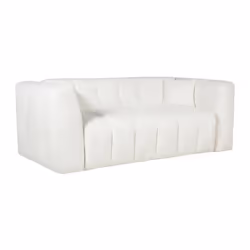 Canapé 3 places convertible express en tissu bouclette blanc cassé - Couchage 140 cm - Matelas 16 cm DILOME