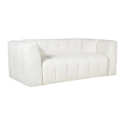 Canapé 3 places convertible express en tissu bouclette blanc cassé - Couchage 140 cm - Matelas 16 cm DILOME