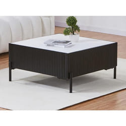 Table basse en céramique MDF et métal - Noir et blanc - CYNDORA