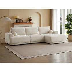 Canapé dangle droit en tissu chenille beige EMABI de Maison Céphy
