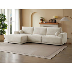 Canapé dangle gauche en tissu chenille beige EMABI de Maison Céphy