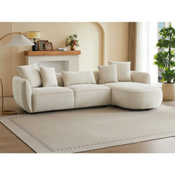 Canapé dangle droit en tissu chenille beige DOKALO de Maison Céphy