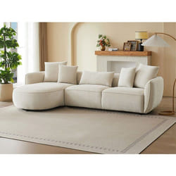 Canapé dangle gauche en tissu chenille beige DOKALO de Maison Céphy
