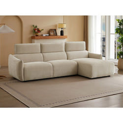 Canapé dangle droit en tissu chenille beige TAZIZA