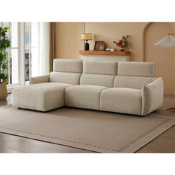 Canapé dangle gauche en tissu chenille beige TAZIZA