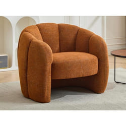 Fauteuil coquillage en tissu chenille terracotta DELIPO