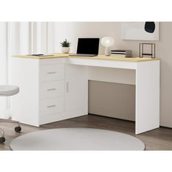 Bureau avec rangements - Coloris : Blanc et naturel - RIDOVA