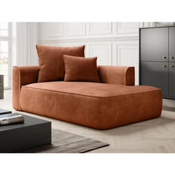 Méridienne droite en velours côtelé terracotta PINETA