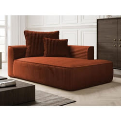 Méridienne droite en velours côtelé grosses côtes terracotta PINETA
