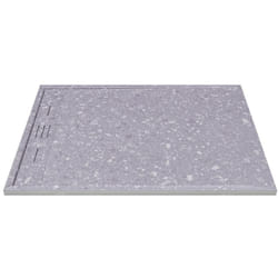Vente-unique - Receveur extra-plat à poser ou à encastrer découpable en résine smc - Effet Terrazzo gris - 120 x 90 cm - lyrosa