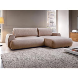Canapé dangle droit convertible en tissu chiné rose MONELIA
