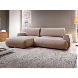Canapé dangle gauche convertible en tissu chiné rose MONELIA