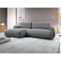 Canapé dangle gauche convertible en tissu chiné gris MONELIA