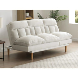 Canapé inclinable 3 places convertible clic-clac en tissu beige PALOBU