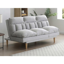 Canapé inclinable 3 places convertible clic-clac en tissu gris clair PALOBU
