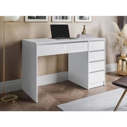 Bureau avec 5 tiroirs - Blanc brillant - JENEMI