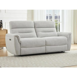 Canapé 3 places relax électrique en tissu texturé gris clair BREVIO
