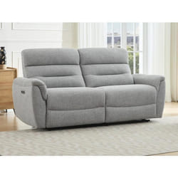 Canapé 3 places relax électrique en tissu texturé gris BREVIO