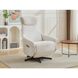 Fauteuil relax électrique en tissu texturé beige TASEMO