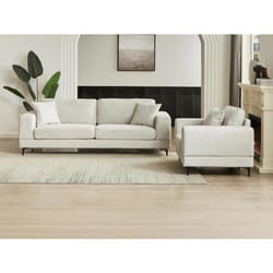 Canapé 3 places et fauteuil en tissu texturé beige JAMOLO