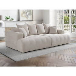 Vente-unique - Canapé 4 Places Confort Assise Profonde En Tissu Texturé Beige Motino