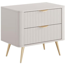 Table de chevet - 2 tiroirs - Beige et doré - ELONARIA de Pascal Morabito