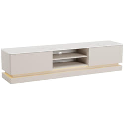 Pascal Morabito - Meuble tv 2 tiroirs et 2 niches avec LEDs en mdf - Beige et effet marbre blanc - devika de