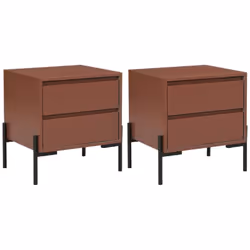 2 x Table de chevet KORASA Caractéristiques Couleur (nuance) : Terracotta Matière : Mdf Matière (Piètement) : Métal chromé Fi ...
