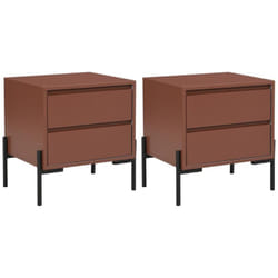 Pascal Morabito - Lot de 2 tables de chevet 2 tiroirs - mdf et métal - Terracotta et noir - korasa de