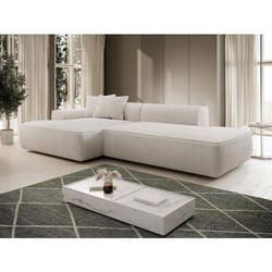 Canapé dangle gauche en velours côtelé beige ERYNEL