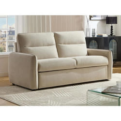 Canapé 3 places convertible express en tissu beige ORELIS