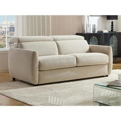 Canapé 3 places convertible express en tissu beige SOVALI