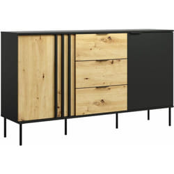 Vente-unique - Buffet avec 2 portes et 3 tiroirs - Noir et naturel - tunalo