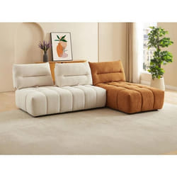 Canapé dangle modulable dossier avance-recule en tissu texturé beige et terracotta APOLIU